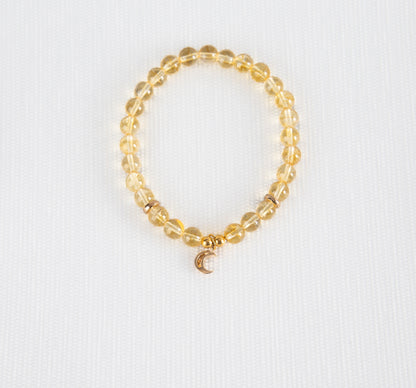 Citrine bracelet with crescent moon charm