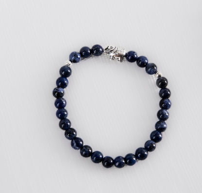 Lapis lazuli bracelet with elephant charm