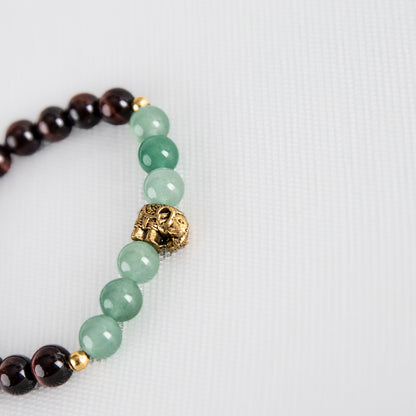 Amazonite bracelet with tiger's eye and elephant charm