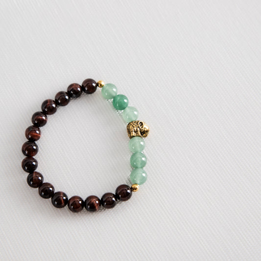 Amazonite bracelet with tiger's eye and elephant charm