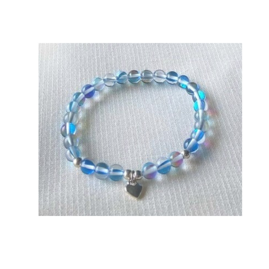 Mystic crystal bracelet with silver heart charm