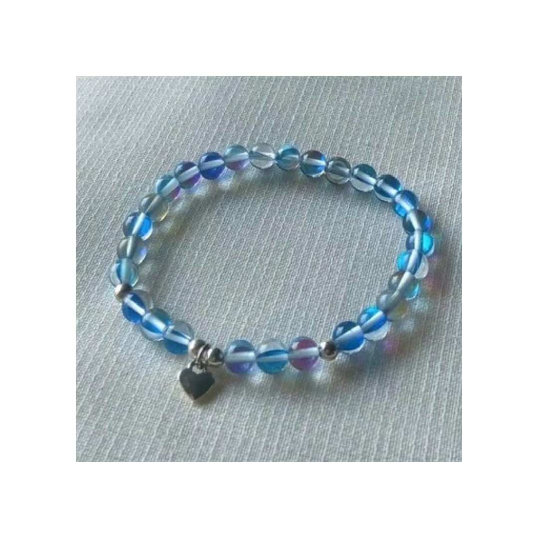 Mystic crystal bracelet with silver heart charm