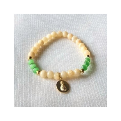 Yellow jade with green cat's eye and pineapple charm